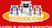 Logo en couleur de Podiocom loueur de véhicules évènementiels et promotionnels